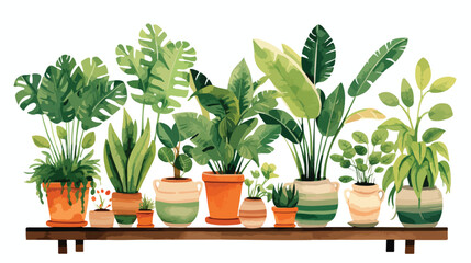 Plant Lover Watercolor Clipart 2d flat cartoon vact