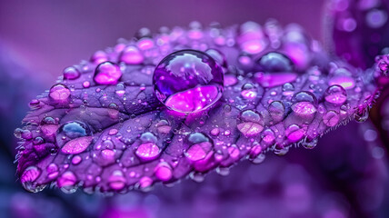 Fototapeta premium Macro photo of plants and flowers with water drops, Bokeh, infrared, neon, multicolored. Close-up. 