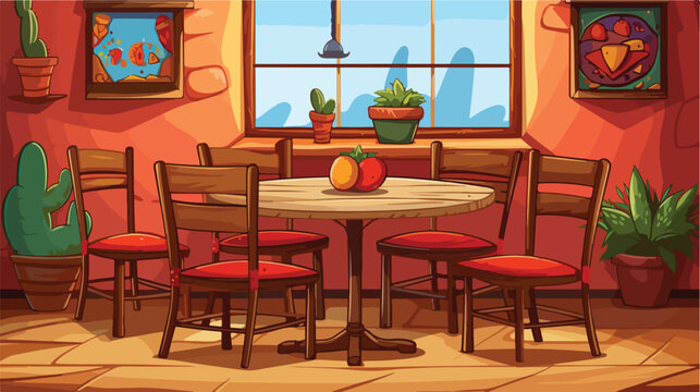 Plastic table and chairs at Mexican restaurant 2d flat