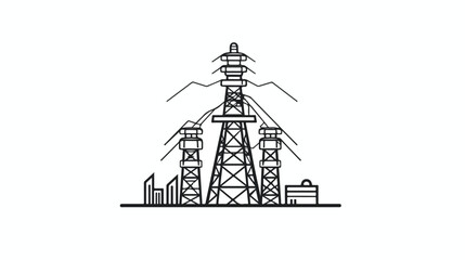 Power transmission tower line icon. High voltage po - obrazy, fototapety, plakaty