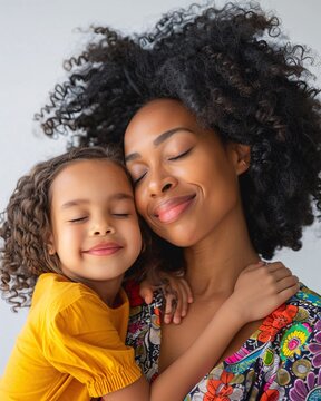 portrait of African American mother and child