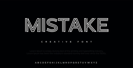 Mistake Double line monogram alphabet and tech fonts. Lines font regular uppercase and lowercase. Vector illustration.