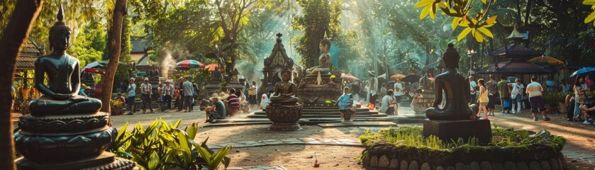 An elaborate Songkran setup in a public park