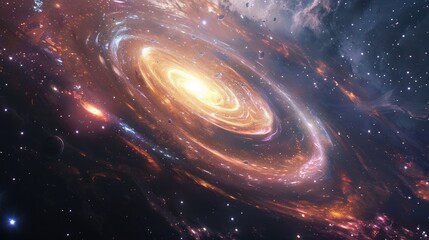 3D digital galaxy swirling star patterns