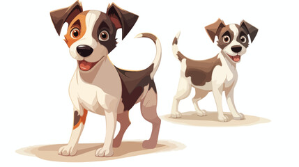 Puppies of Smooth Fox Terrier .. 2d flat cartoon va - obrazy, fototapety, plakaty