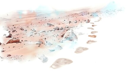 Footprints fade on the dusty surface, the last signs of presence slowly swallowed by the desolate space, seen in transient closeup