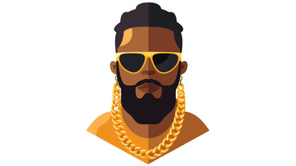 Rapper gold chain icon. Flat illustration of rapper - obrazy, fototapety, plakaty