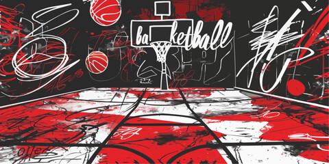 Graffiti Doodle Art on Basketball Court