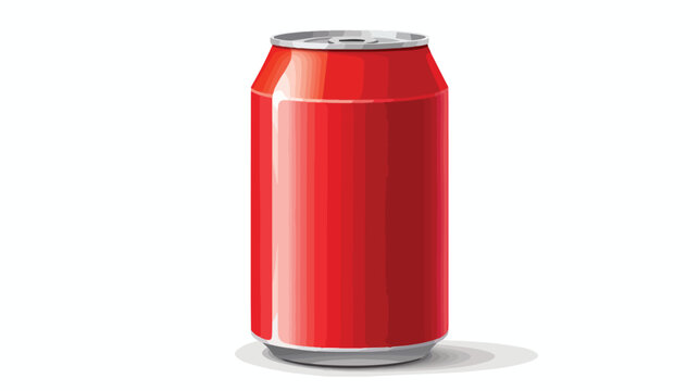 Red aluminum soda or energy drink can 3D icon. Thre