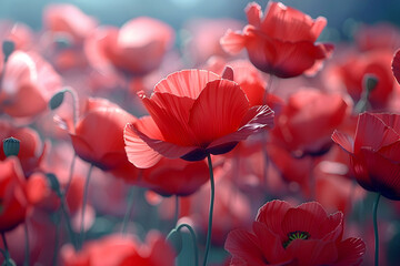 Stunning Red Poppies in a Serene Meadow Landscape