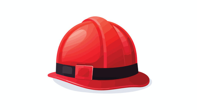 Red fireman helmet icon. Flat illustration of firem