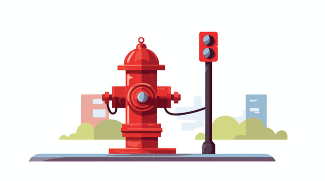 Red street hydrant vector illustration. Firefightin