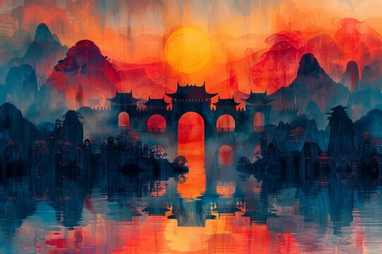 abstract backrgound for south east asian Heritage Month, Asian American and Native Hawaiian heritage / Pacific Islander Heritage Month (APAHM) or asian american pacific islander (AAPI) heritage month 
