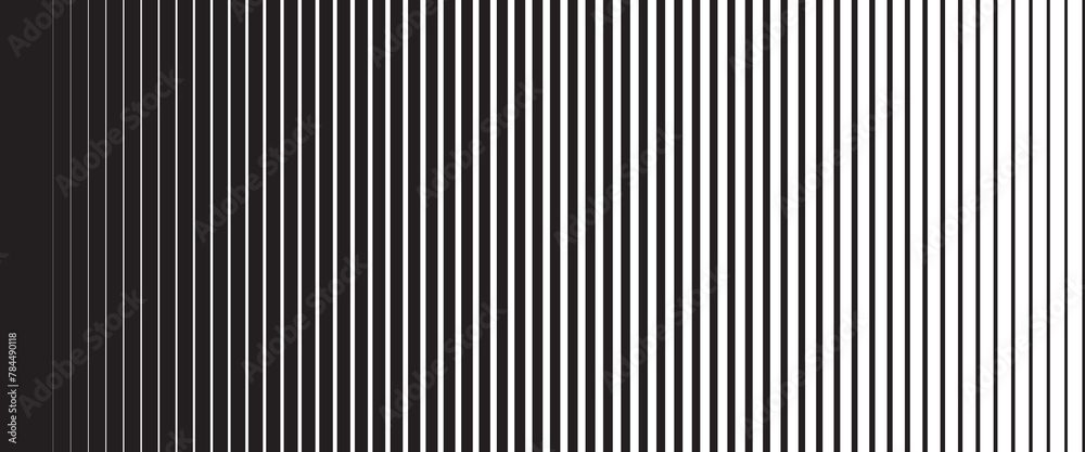 Wall mural halftone gradient lines black vertical parallel stripes. horizontal speed line halftone pattern with