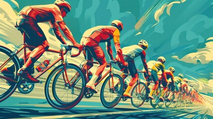 Cyclists cycling in group