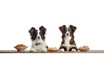 Two dogs sitting and guarding. isolated on a transparent background.