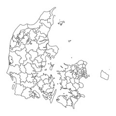 Denmark map with administrative divisions. Vector illustration.