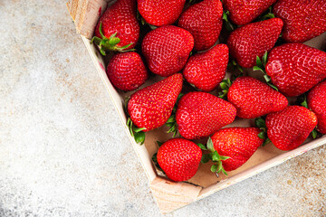 strawberry fresh ripe red berries Cooking appetizer meal food snack on the table copy space food background rustic top view