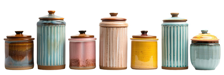 Isolated Set of Retro Kitchen Canisters