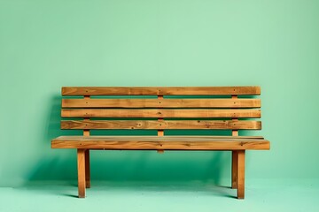 Set of photos of wooden benches, on a light green background, wood, Generative AI