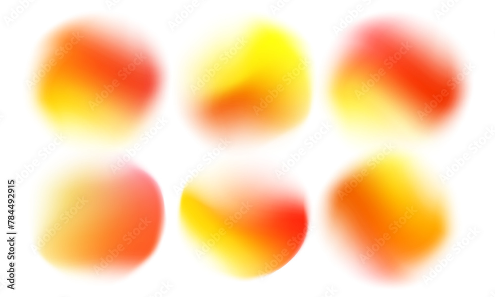 Aufkleber blurred orange round shapes. set of defocused bright colored gradient circles for creative graphic d