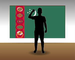 Turkmenistan flag paper texture, single-piece element, vector design