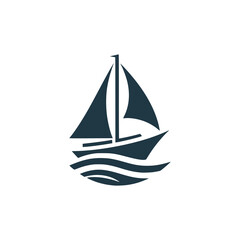 sailing boat sea logo vector illustration template design