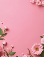 Fototapeta na wymiar Flowers against a soft pink backdrop. AI generated