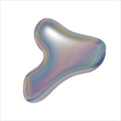 realistic 3D metal shape with rainbow refraction in y2k style on transparent background