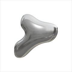 realistic 3D metal shape in y2k style on transparent background