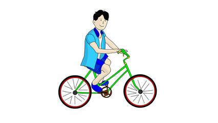 Fototapeta premium Boy riding a bicycle