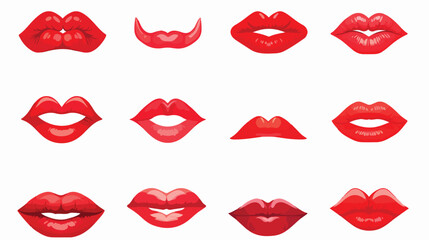 Fototapeta na wymiar Set of red lips. Imprint kiss sensuality. Can be us