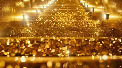 Stairs made of glittering gold - path to money, prosperity and success
