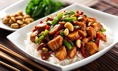 stir-fried chicken with vegetables & rice