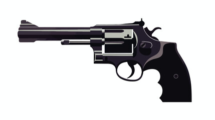 Silhouette of a revolver on a white background 2d flat - obrazy, fototapety, plakaty