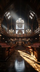 Obraz premium A Realistic and Detailed Interior of a Courtroom
