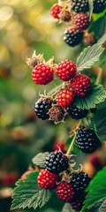 Wild berries ripening, close up, late summer bounty, mountain sustenance