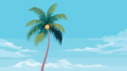Single Hawaiian Coconut Palm Tree Against a Turquoi