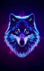 Naklejka premium A Wolf with neon effect