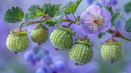  green leaves backdrop, purple blooms