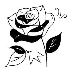 Grab this beautiful rose doodle icon 