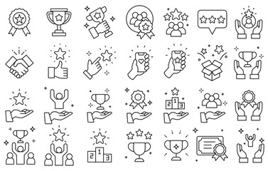 Icon collection about line kings and awards