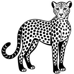 cheetah cartoon vector illustration mascot,cheetah apple silhouette,vector,icon,svg,characters,Holiday t shirt,black cheetah cartoon drawn trendy logo Vector illustration,cheetah cartoon on a white ba