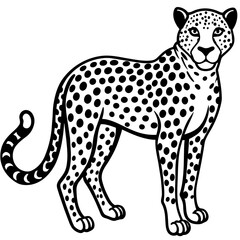 cheetah cartoon vector illustration mascot,cheetah apple silhouette,vector,icon,svg,characters,Holiday t shirt,black cheetah cartoon drawn trendy logo Vector illustration,cheetah cartoon on a white ba