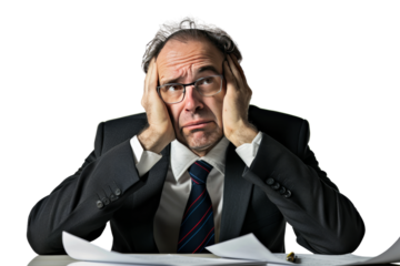 Trader worried about loss ,Isolated on a transparent background.