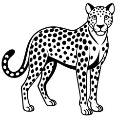 Naklejka premium cheetah cartoon vector illustration mascot,cheetah apple silhouette,vector,icon,svg,characters,Holiday t shirt,black cheetah cartoon drawn trendy logo Vector illustration,cheetah cartoon on a white ba