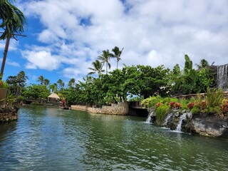 Fototapeta na wymiar View of Hawaiian village