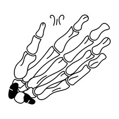 A hand drawn icon of bone hand 