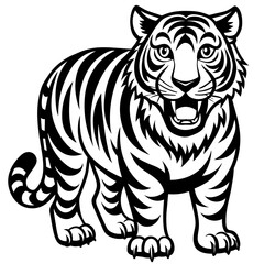 Tiger cartoon vector illustration mascot,cheetah Tiger silhouette,vector,icon,svg,characters,Holiday t shirt,black Tiger cartoon drawn trendy logo Vector illustration,cheetah cartoon on a white backgr