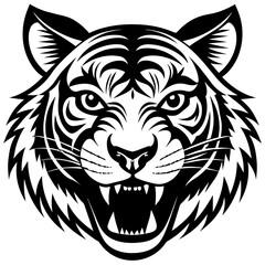 Tiger cartoon vector illustration mascot,cheetah Tiger silhouette,vector,icon,svg,characters,Holiday t shirt,black Tiger cartoon drawn trendy logo Vector illustration,cheetah cartoon on a white backgr